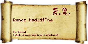 Rencz Madléna névjegykártya
